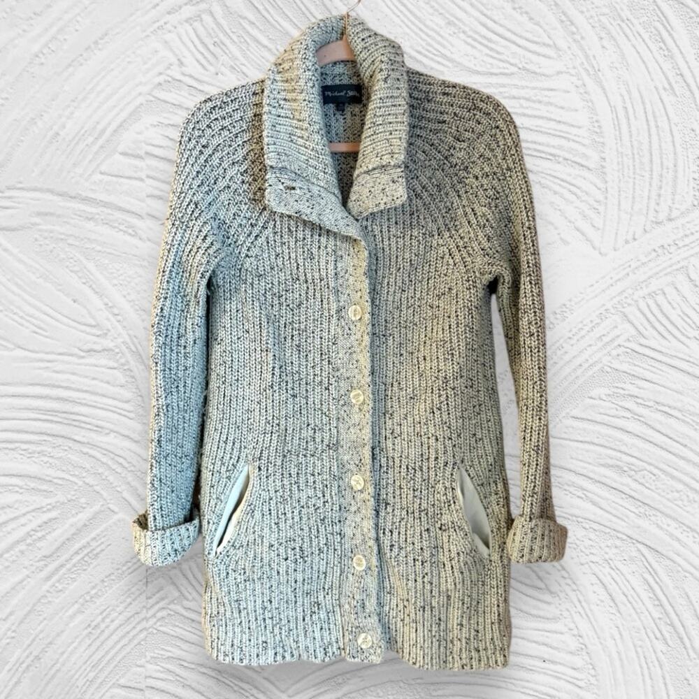 Michael Stars gray chunky knit alpaca wool blend long cardigan button sweater